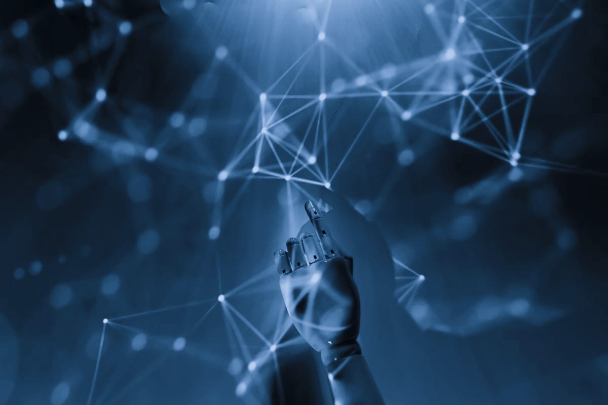Red de nodos de datos digital siendo diseñada con tecnología aplicada